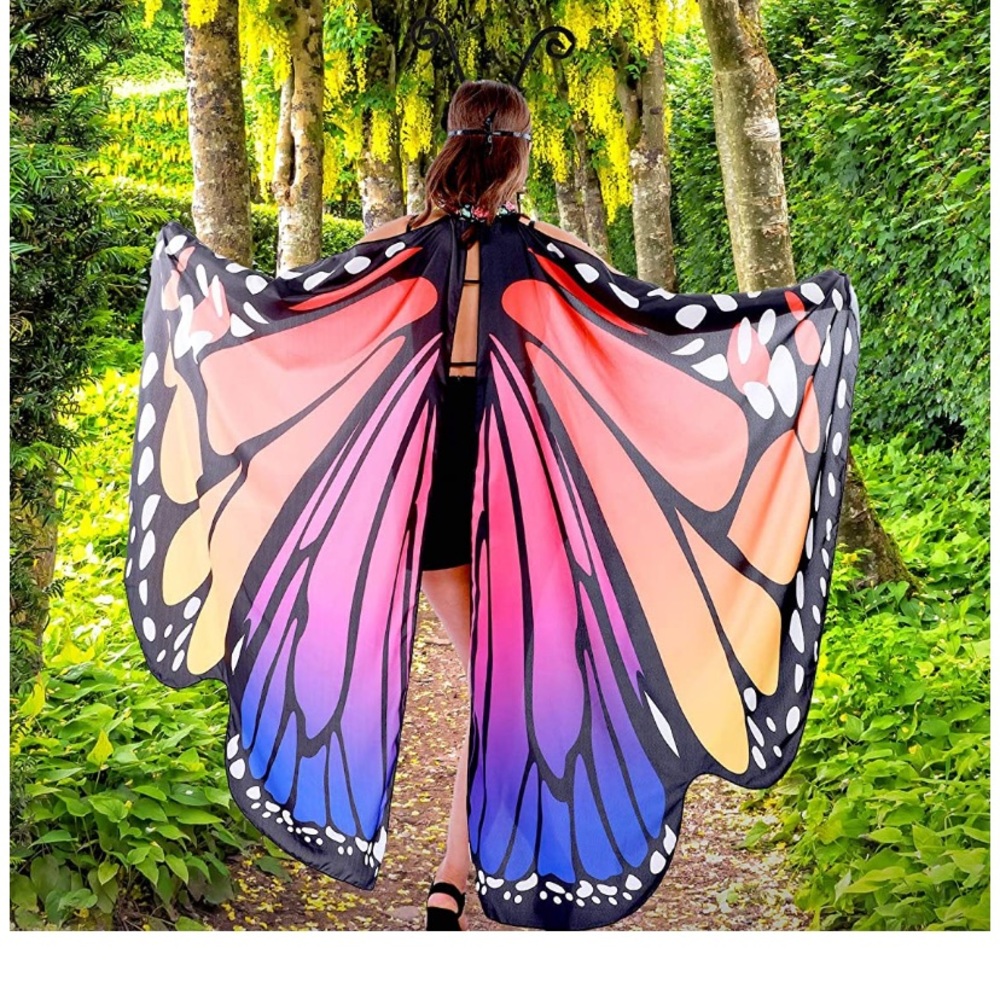 Butterfly Wings Antenna Headband Lace Mask Costume